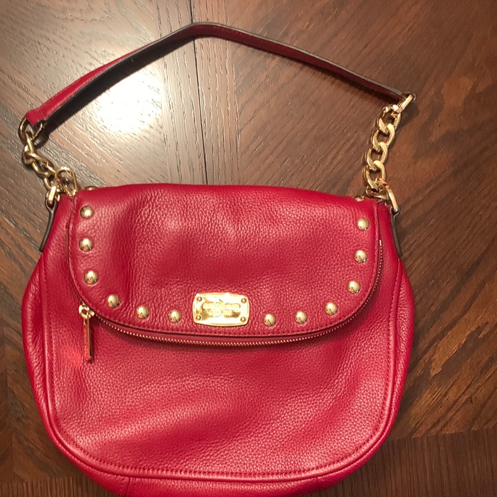 NWOT never used gorgeous red leather gold bead work